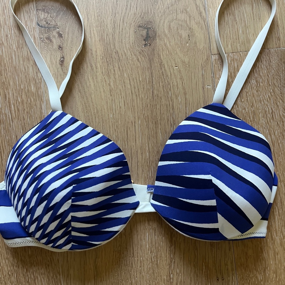 La Perla Blue and White Striped Bikini Top